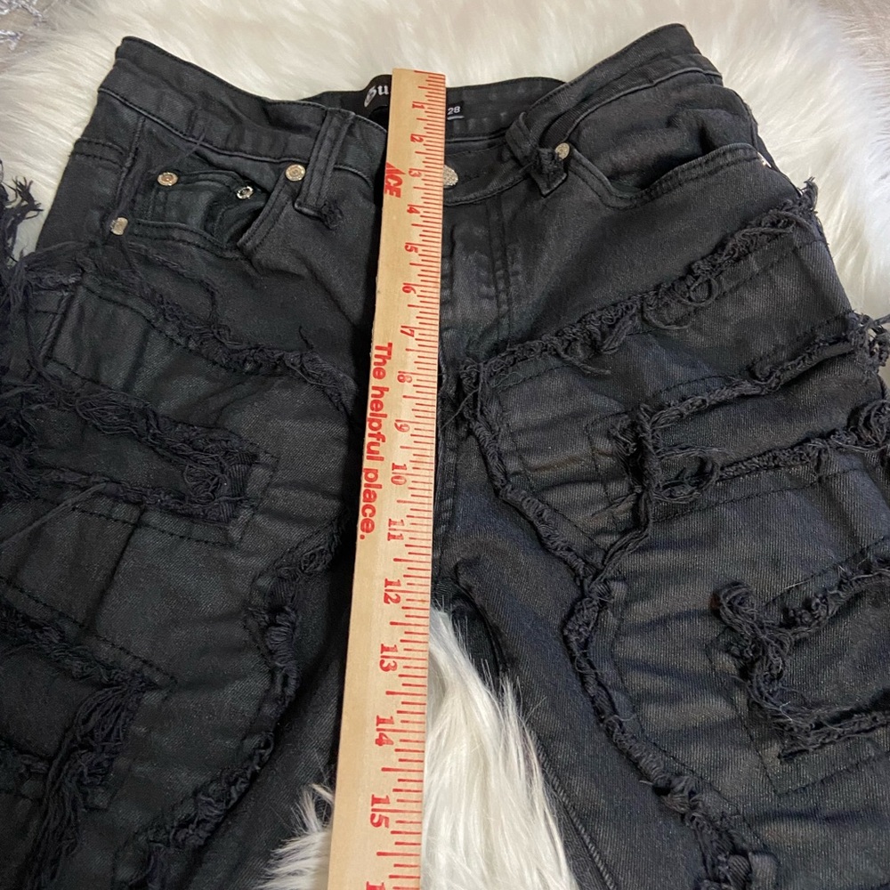 GUAPI Sz 28 Black Distressed and Stacked Women’s Skinny Jeans - Picture 7 of 14